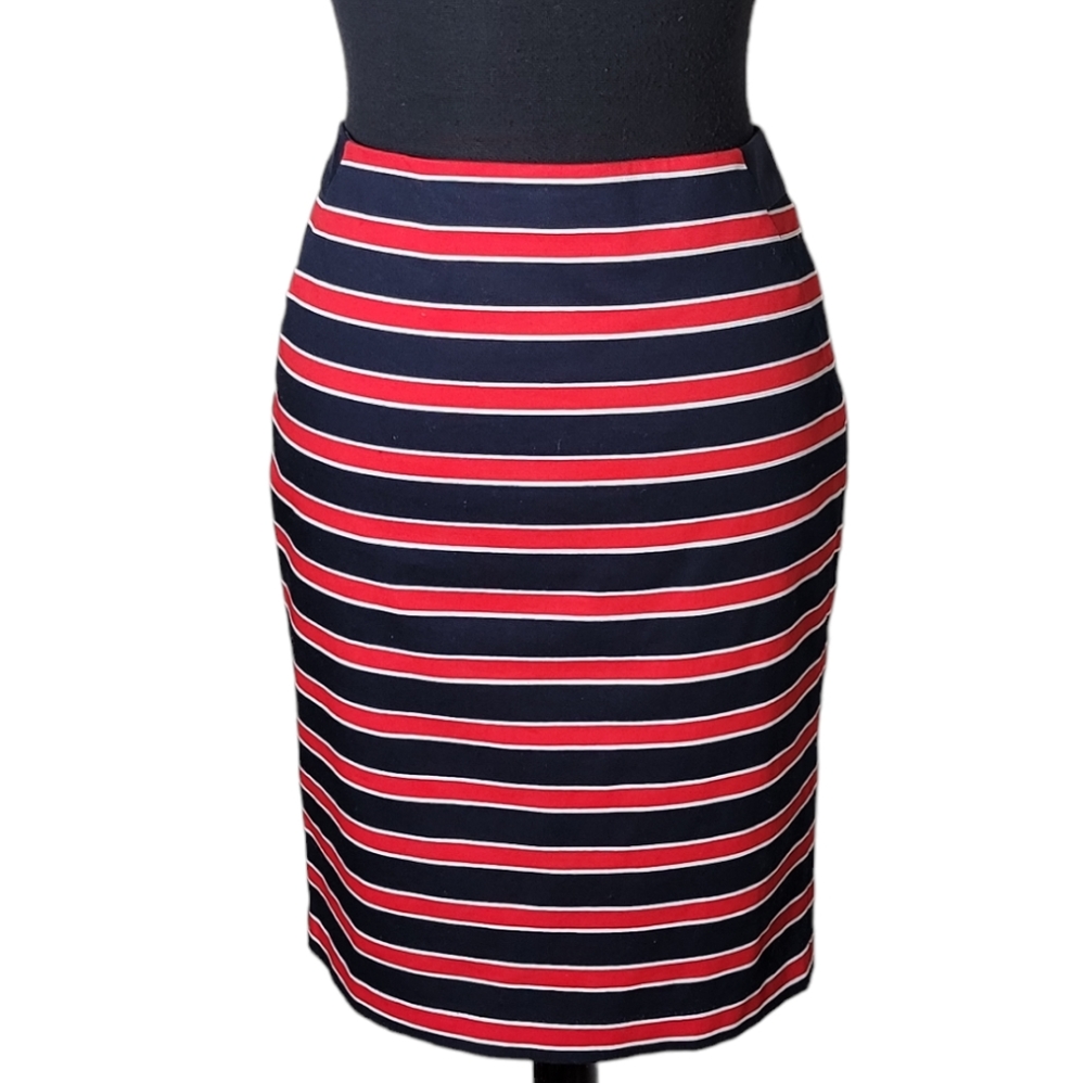 The Limited red blue white striped pencil skirt women's size 4